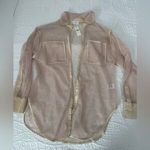 Self Contrast for Anthropologie Mesh Beige Shirt